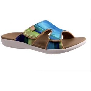 Spenco Kholo Monet Slide Sandal Aqua Sea Womens 9 B Arch Support New